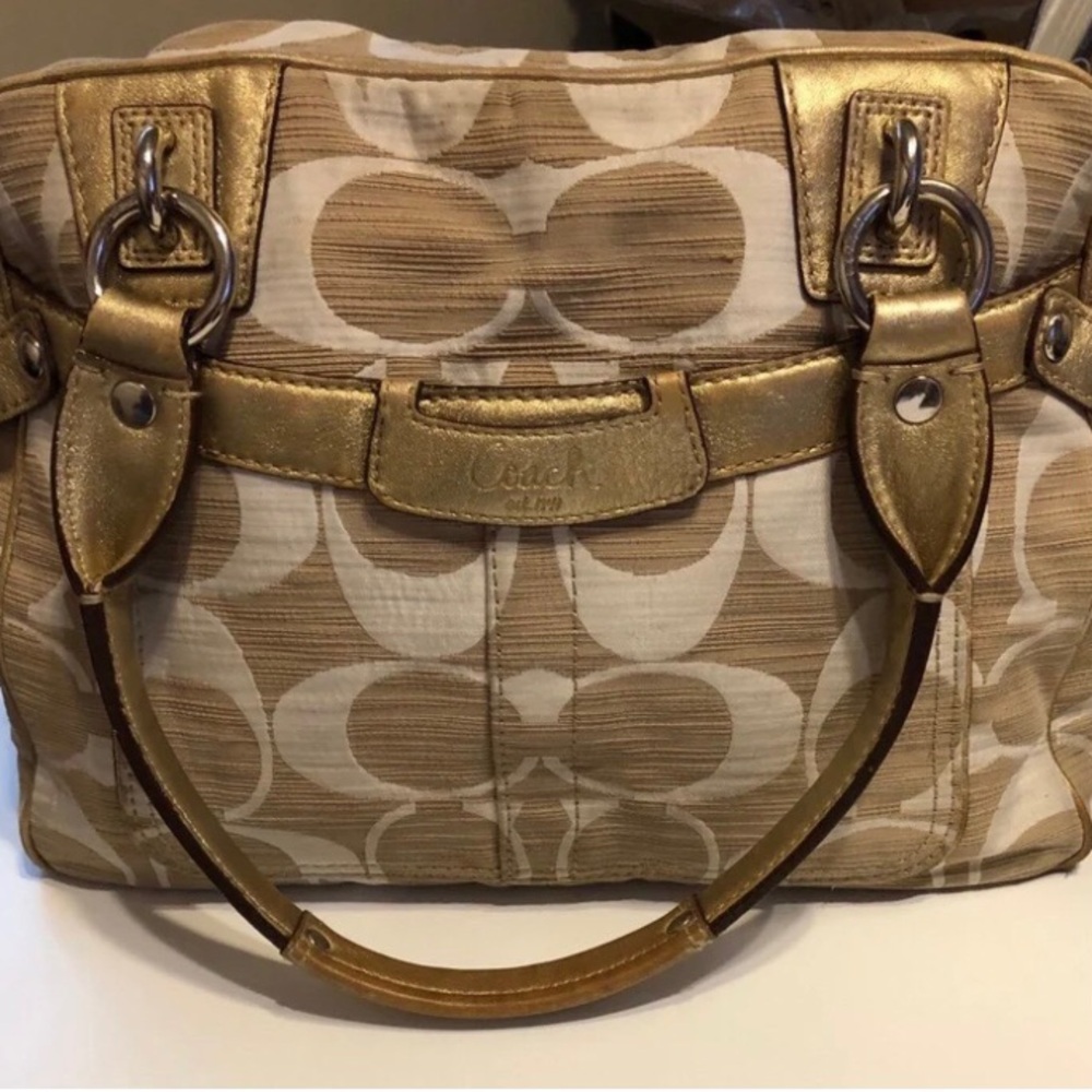 Coach Gold Satin Lined shoulder bag